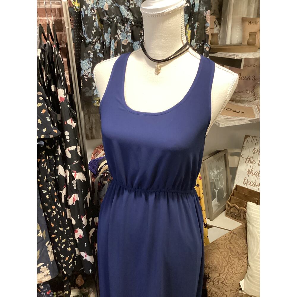 Lost April Navy Blue Shear‎ Bottom Sleeveless Maxi Dress Size S